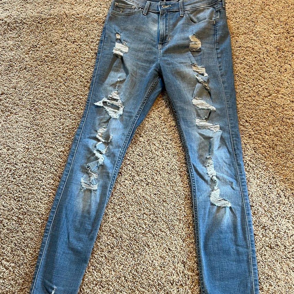 Hollister skinny ripped jeans high rise 7R